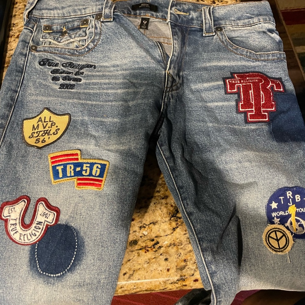 True Religion Rocco Patches Skinny Jeans 32”